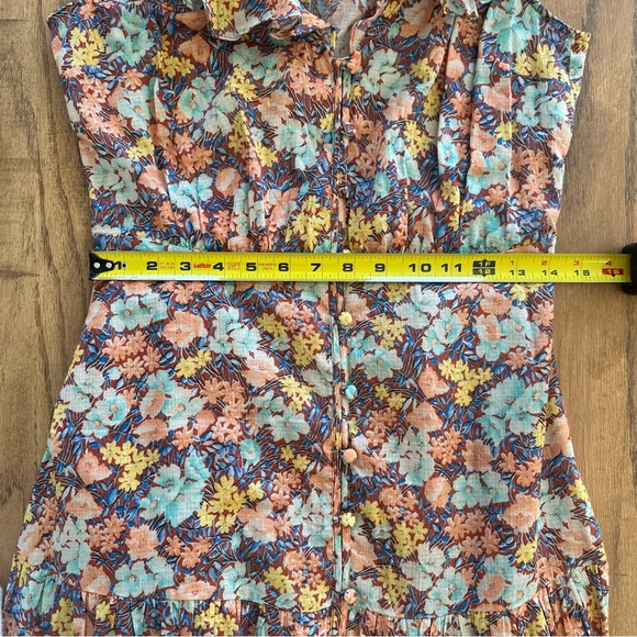 Veronica Beard Malgosia Floral Print Button Front Ruffle Midi Dress Sz 6 Cotton - Picture 15 of 16
